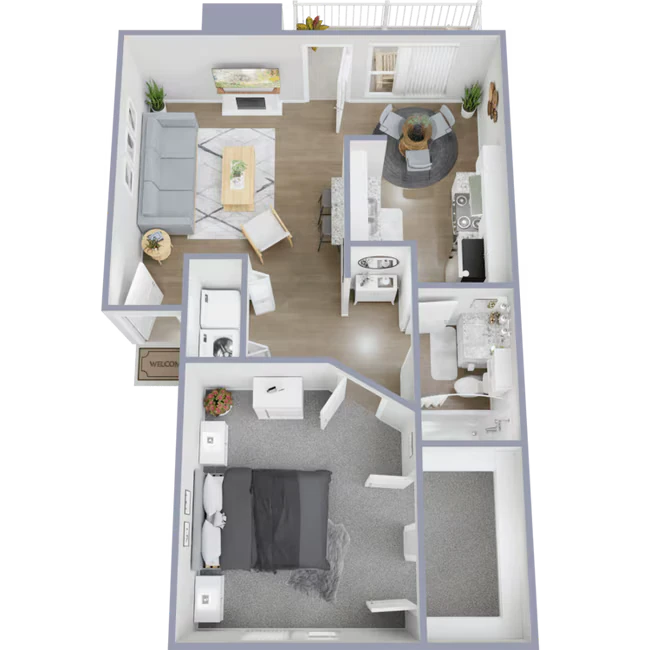 1 Bed 1 Bath A1 B1512 floor plan